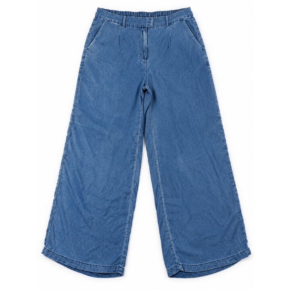 American Eagle Wide Leg Trousers Blue Lyocell Denim Pants Size 16 Long